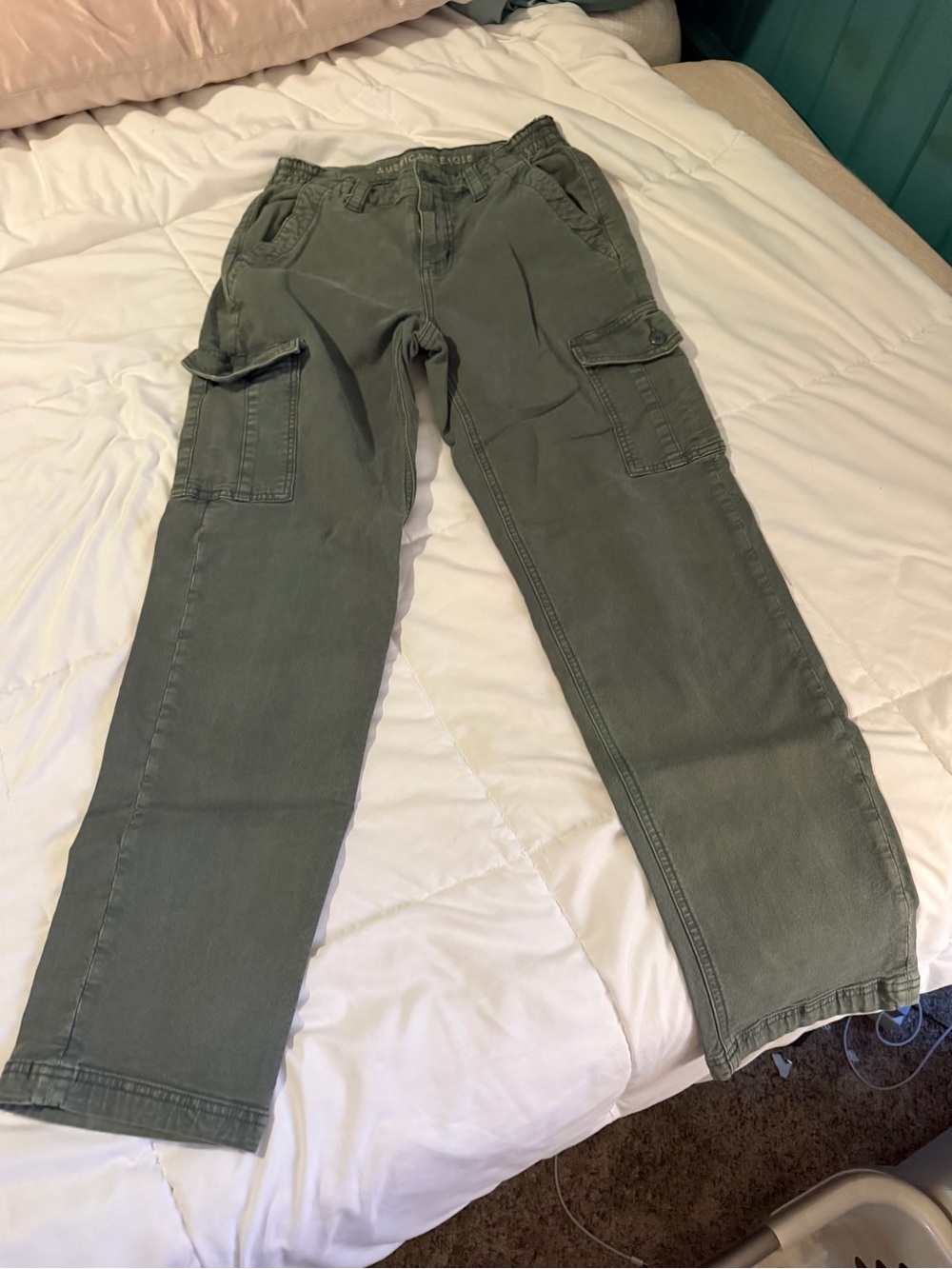 American Eagle Outfitters Olive Green Straight-Leg Cargo Pants
